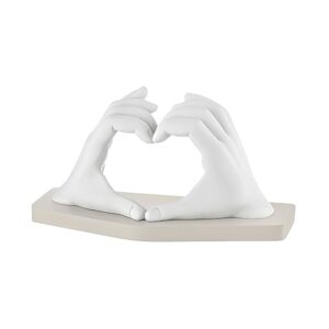 Giambarioli Atelier Floreale Casa e Regalo - Bongelli - Scultura mani a cuore colore bianco base nocciola 22x12cm - ME2424/2N