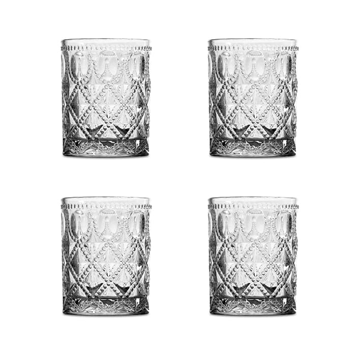 WD Lifestyle - Linea Dubai set 4 bicchieri acqua in vetro con decoro a rilievo Trasparente WD477TR