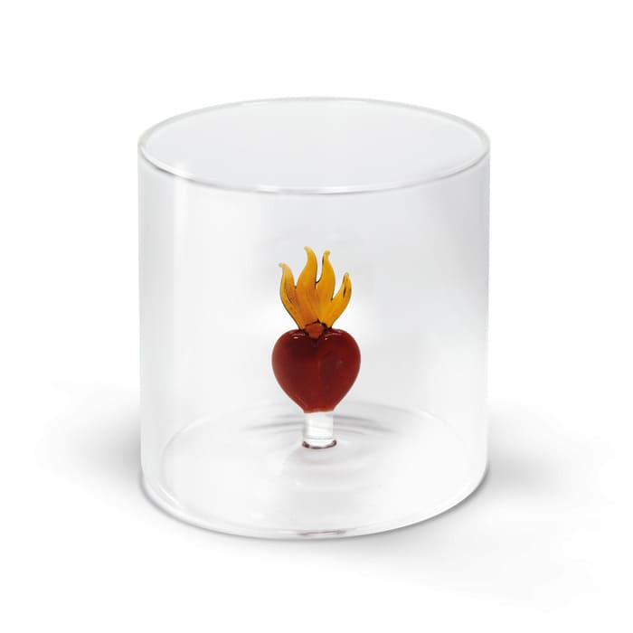 WD lifestyle - Bicchiere in vetro borosilicato con decoro interno in vetro - Cuore Sacro WD566SAC