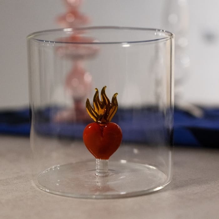 WD lifestyle - Bicchiere in vetro borosilicato con decoro interno in vetro - Cuore Sacro WD566SAC