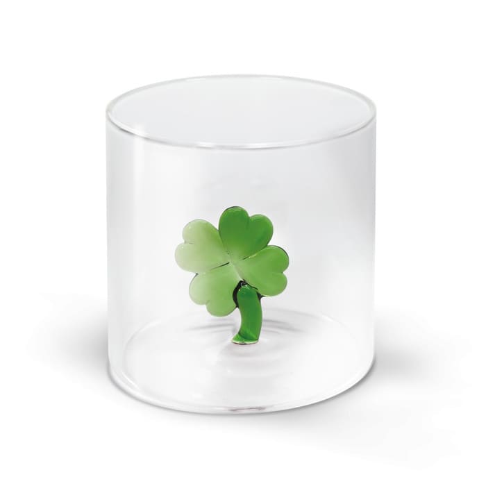 WD lifestyle - Bicchiere in vetro borosilicato con decoro interno in vetro - Quadrifoglio WD566QUA