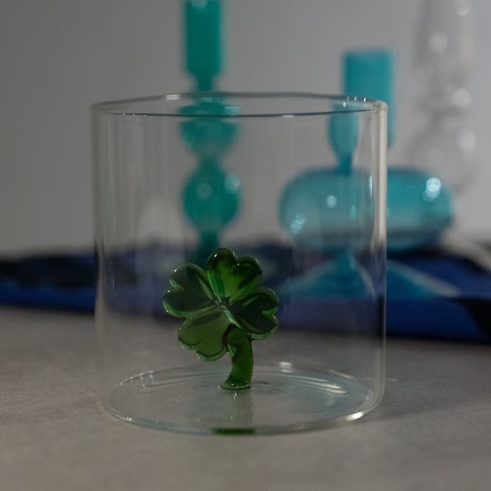 WD lifestyle - Bicchiere in vetro borosilicato con decoro interno in vetro - Quadrifoglio WD566QUA