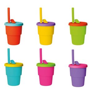 Brandani - Bicchiere FILL&GO in silicone con tappo e cannuccia - colori assortiti 51114