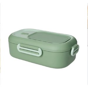 Brandani - Lunch Box verde salvia con doppio comparto e posata - due in uno - inox-pp-silicone 5112