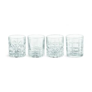 Set di 4 bicchieri Blues Brandani con decori assortiti in vetro 51320