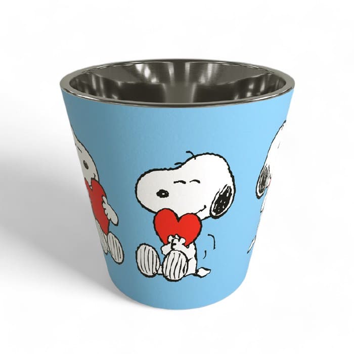 Tazzina termica QuyCup Peanuts Collection Snoopy Love 90ml in acciaio inox