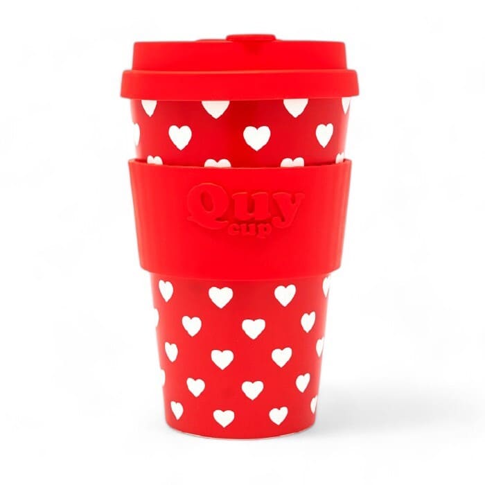 Tazza cappuccino riutilizzabile QuyCup Heart 400ml in R-PET.