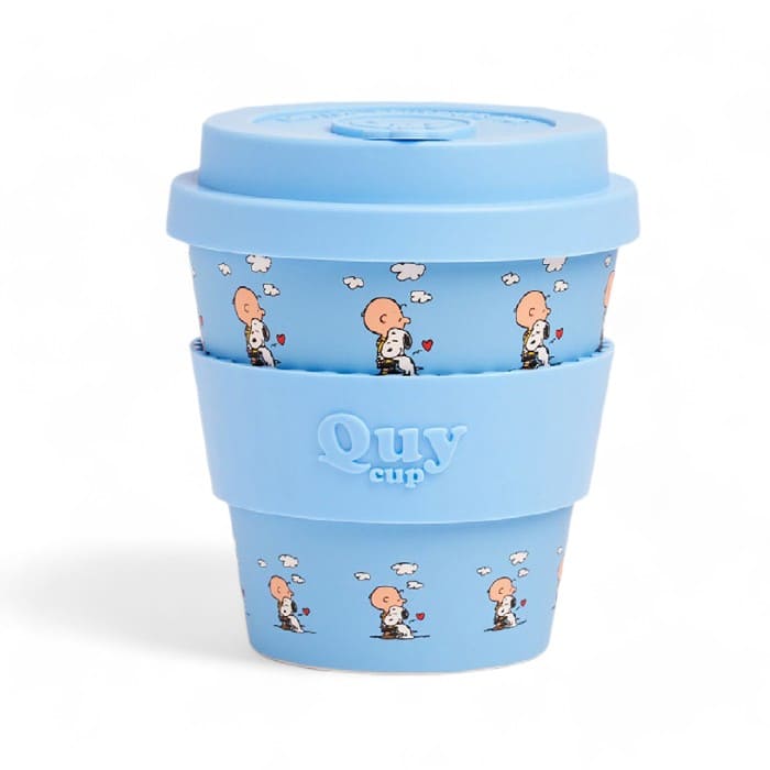 Tazza cappuccino riutilizzabile QuyCup Peanuts Collection Snoopy Friends 230ml in R-PET.