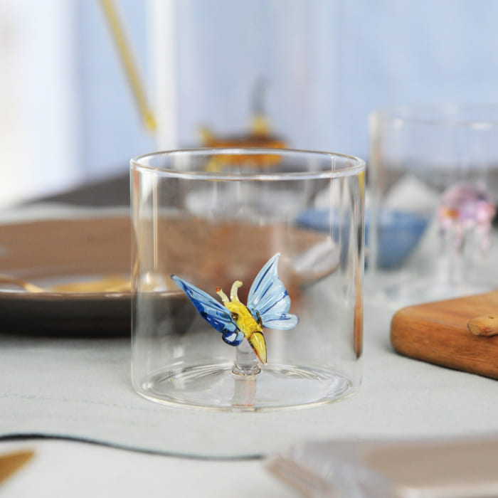 WD lifestyle - Bicchiere in vetro borosilicato con decoro interno in vetro - Farfalla WD566FAR