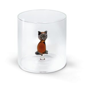 WD lifestyle - Bicchiere in vetro borosilicato con decoro interno in vetro - Gatto Siamese WD566SIA