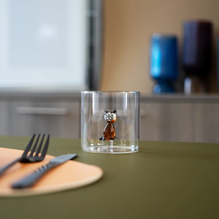 WD lifestyle - Bicchiere in vetro borosilicato con decoro interno in vetro - Gatto Siamese WD566SIA