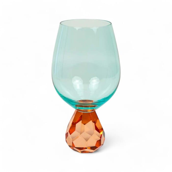 Bicchiere cocktail azzurro e pesca con base effetto diamante WD Lifestyle