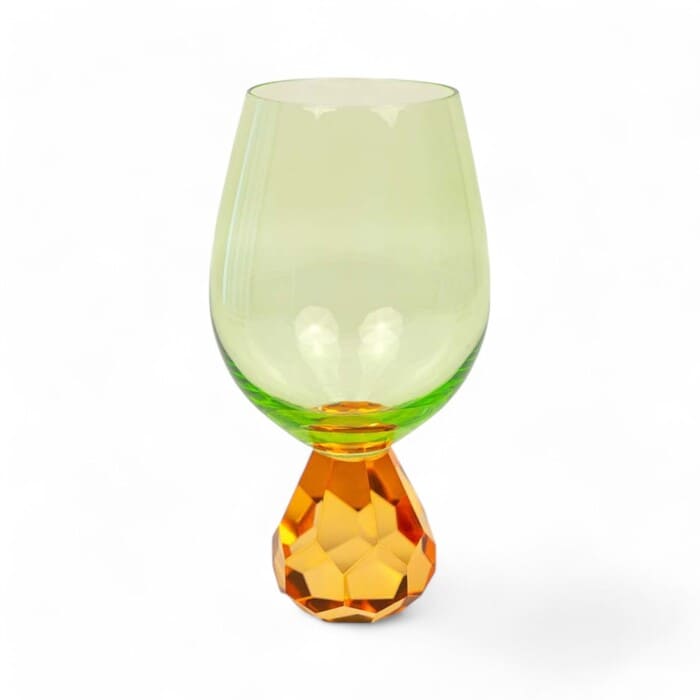 Bicchiere cocktail verde e arancio con base effetto diamante WD Lifestyle