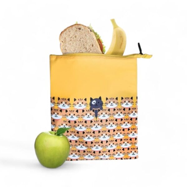 Borsa porta alimenti pieghevole Iris Barcelona Snack Bag Friends fantasia gatto.