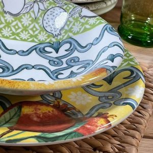 Set di 18 piatti in ceramica con decoro Mediterraneo