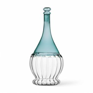 Fiasco in vetro bicolore azzurro di Brandani.