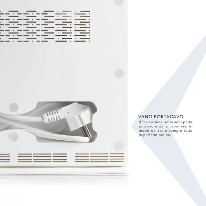 Vaporiera elettrica Vivo Vapo Jet con design salva-spazio e doppio livello di cottura.