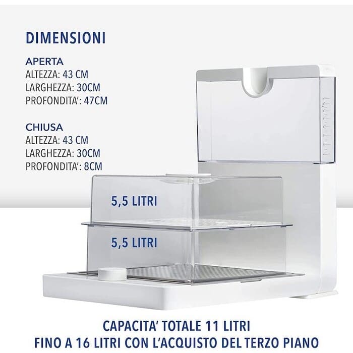 Vaporiera elettrica Vivo Vapo Jet con design salva-spazio e doppio livello di cottura.