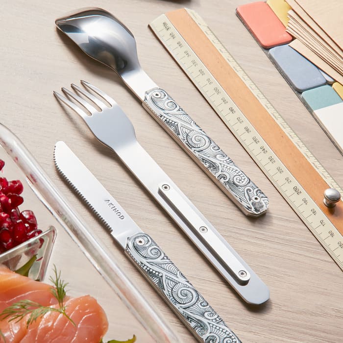 Set Posate Magnetico 12H34 Arabesques in acciaio inox con manico decorato