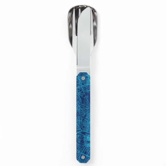 Set Posate Magnetico 12H34 Downtown Blue in acciaio inox con manico decorato