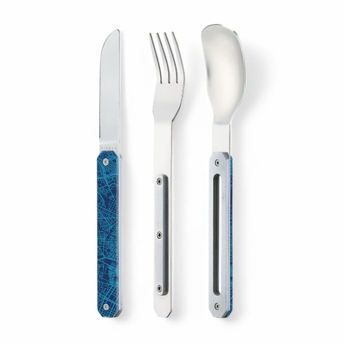 Set Posate Magnetico 12H34 Downtown Blue in acciaio inox con manico decorato