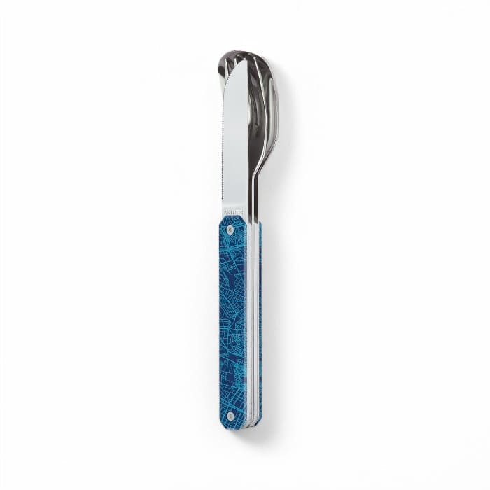 Set Posate Magnetico 12H34 Downtown Blue in acciaio inox con manico decorato