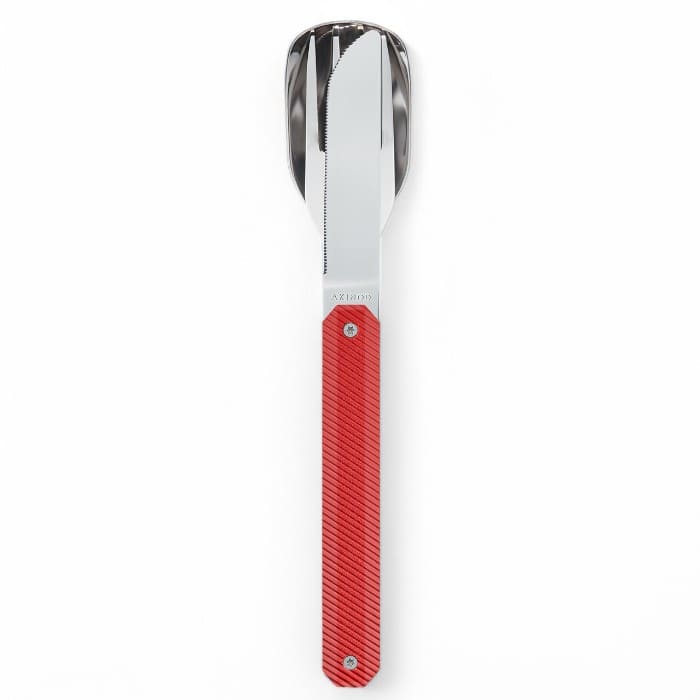 Set Posate Magnetico 12H34 Red Aluminium in acciaio inox con manico in alluminio anodizzato