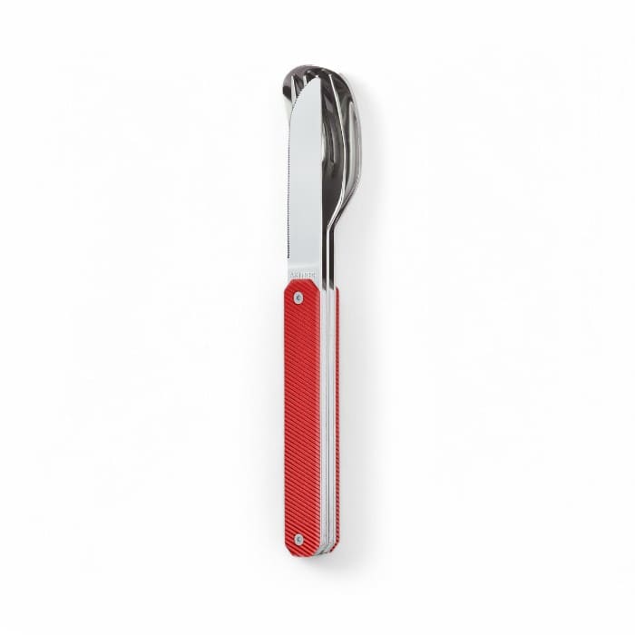 Set Posate Magnetico 12H34 Red Aluminium in acciaio inox con manico in alluminio anodizzato