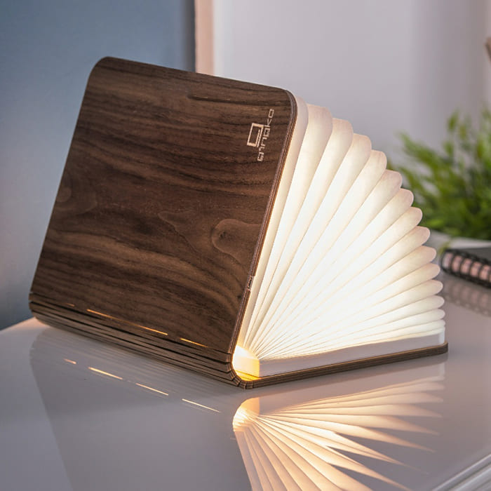 Lampada Gingko Smart Book Light Mini in legno d’acero