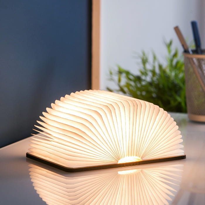 Lampada Gingko Smart Book Light Mini in legno d’acero