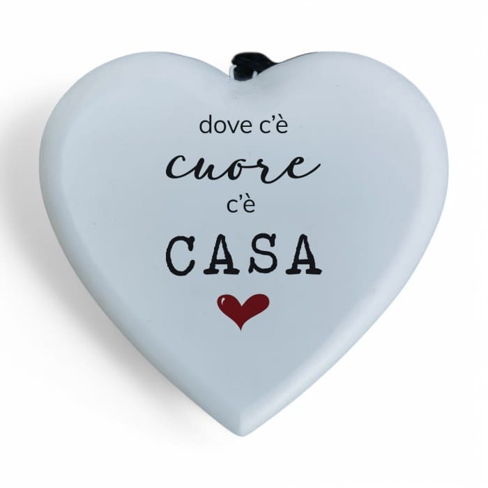 Cuore in legno profumato con frase "Dove c'è cuore c'è casa"