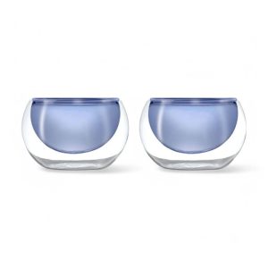 Set di 2 ciotole in vetro borosilicato a doppia parete colore blu