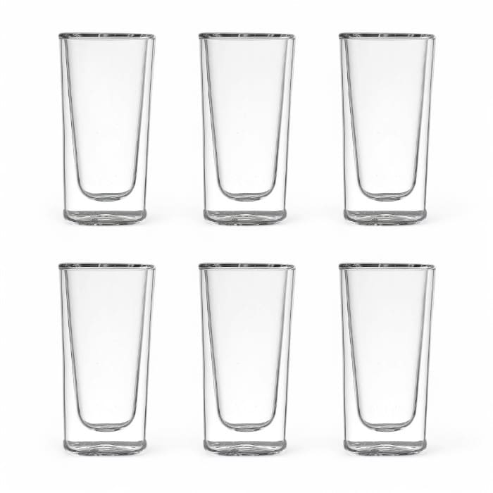 Set di 6 bicchierini in vetro borosilicato a doppia parete trasparente