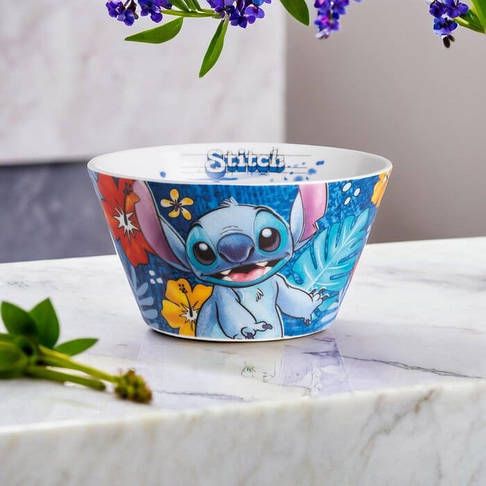 Bowl in ceramica con decorazione Stitch blu, capacitĆ 550ml