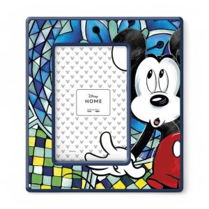 Portafoto in ceramica con decorazione Mickey Mouse, dimensioni 18x20cm