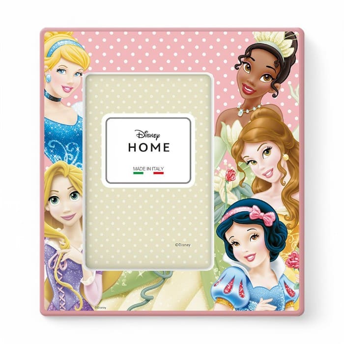Portafoto in ceramica con decorazione Principesse Disney, dimensioni 18x20cm