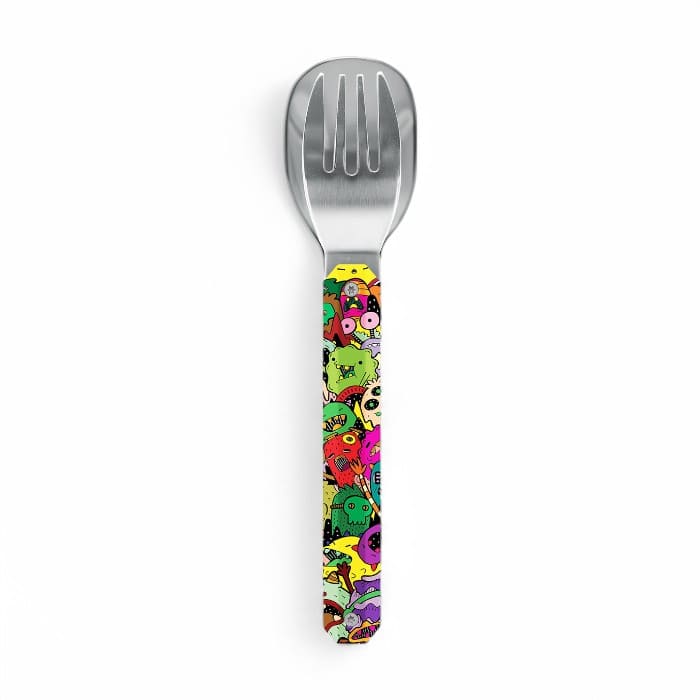 Set posate Akinod 12H12 Monsters con decorazione mostri su fondo blu