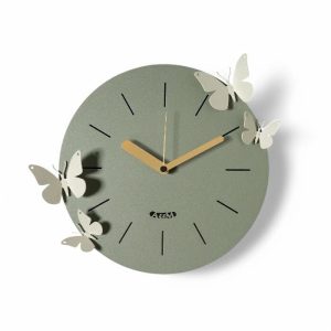 Orologio da parete Battito d’Ali giada e avorio con farfalle