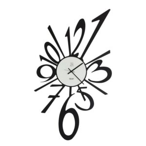 Orologio da parete Arti e Mestieri Big Bang nero con numeri esplosi