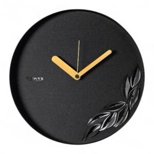 Orologio da parete Alba Arti & Mestieri nero con foglie traforate