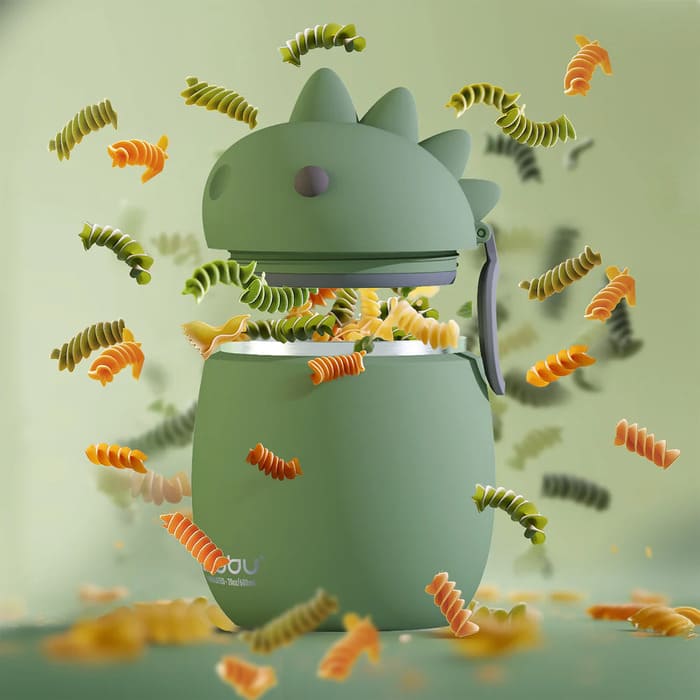 Contenitore termico per bambini Asobu con coperchio dinosauro