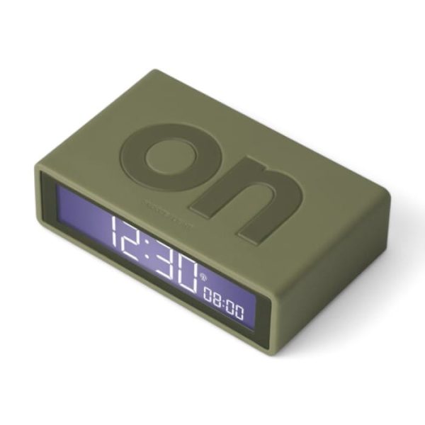 Sveglia Lexon Flip RCC khaki su comodino moderno