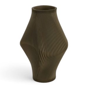 Vaso Twisted Rib Large verde army con superficie in rilievo