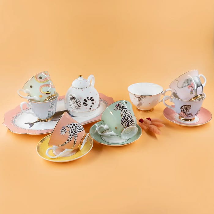 Tazze da tè con piattino Yvonne Ellen con animali decorativi