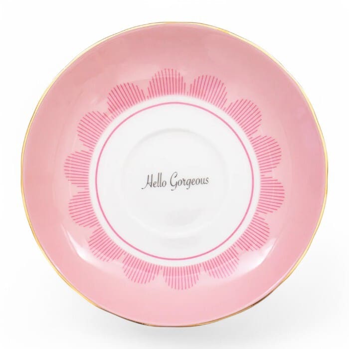 Tazza con piattino Yvonne Ellen motivo tigre e pois dorati