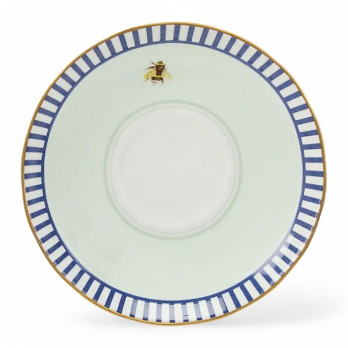 Tazza con piattino Yvonne Ellen azzurra con scritta WINE