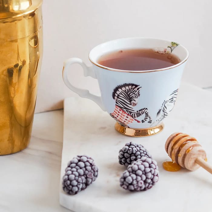 Tazza da tè con piattino Yvonne Ellen con zebra decorativa