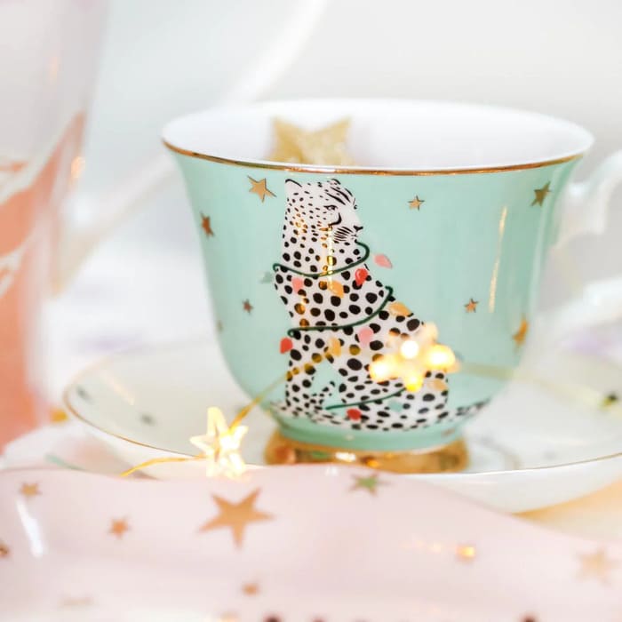 Set 2 tazze da tè Yvonne Ellen con decorazioni ghepardo e giraffa