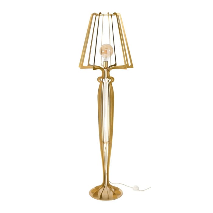 Lampada da terra Minerva oro trasparente con struttura aperta