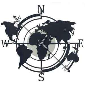 Orologio da parete Arti & Mestieri Planisfero grande avorio e nero